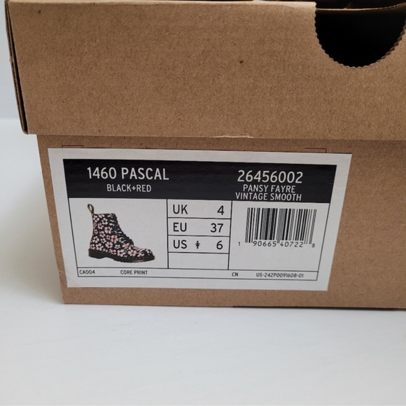 Dr Martens 1460 Pascal Pansy Fayre Floral Leather Boots - Women's Size 6 - Black - Picture 5 of 5